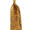 Cashmere motifs double side printed silk tie in yellow colou