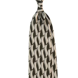 Custom made silk tie. Printed jacquard in black and grey colour. Handmade in Italy.