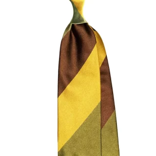 custom made Satin Block Stripe tie OLIVE COLOUR