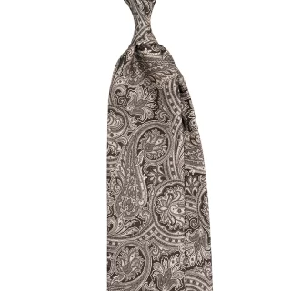 Printed silk tie with paisley motif in black and white color