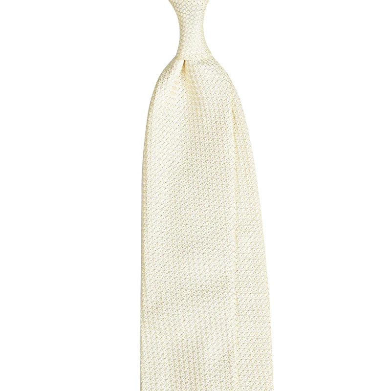 Stefano Cau Grenadine garza grossa tie white color. Bespoke made in Italy.