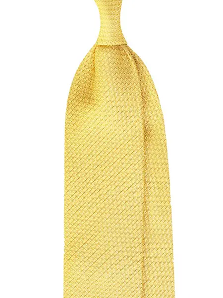 Grenadine garza grossa silk tie in yellow color handmade in Como by Stefano Cau.