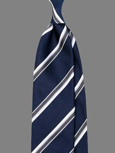 Mens silk striped ties in navy colors are perfect for wedding and events.