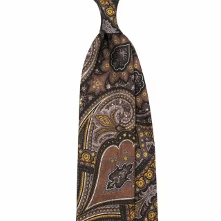 All over cashmere paisley tie in brown colour. Custom made in Italy by Stefano Cau