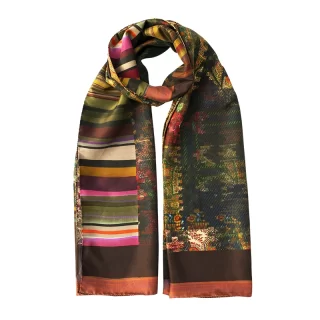 Sicilian motif printed silk scarf in bright colours. Made in Italy by Stefano Cau