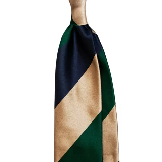 7 Pieghe silk satin tie with three color stripes handmade in Como by Stefano Cau