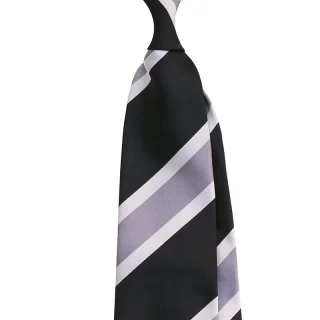 Panel Double Stripe Silk Satin Tie – Black/Grey