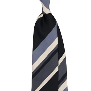 Panel Block Stripe Silk Satin Tie –Black/Grey
