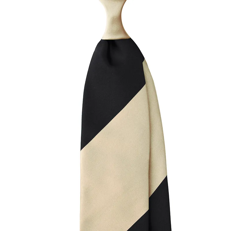 Luxury silk satin ties in black and cream color, custom-made in Italy by Stefano Cau