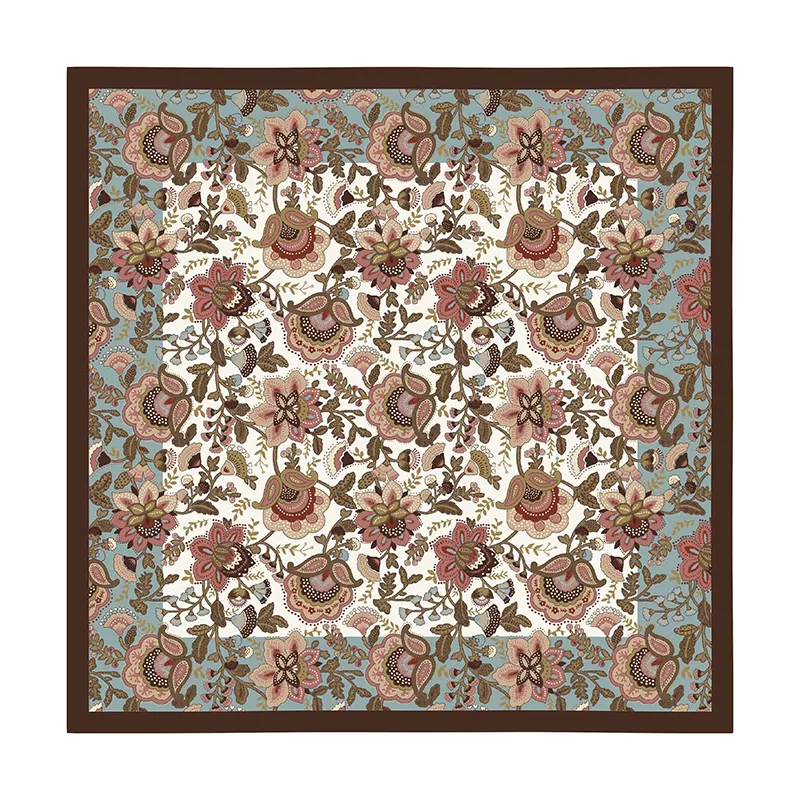 Bucolic Floral Motif Printed Silk Pocket Square