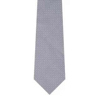Micro Dot Motif Woven Silk Satin Tie - Grey. Custom made in Italy by Stefano Cau
