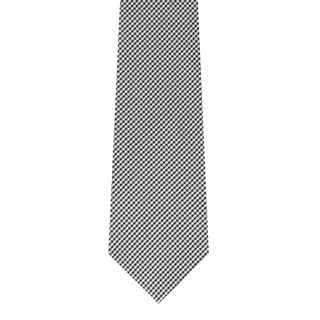 Check Motif Jacquard Woven Silk Tie - Black/White Made in Italy from Stefano Cau