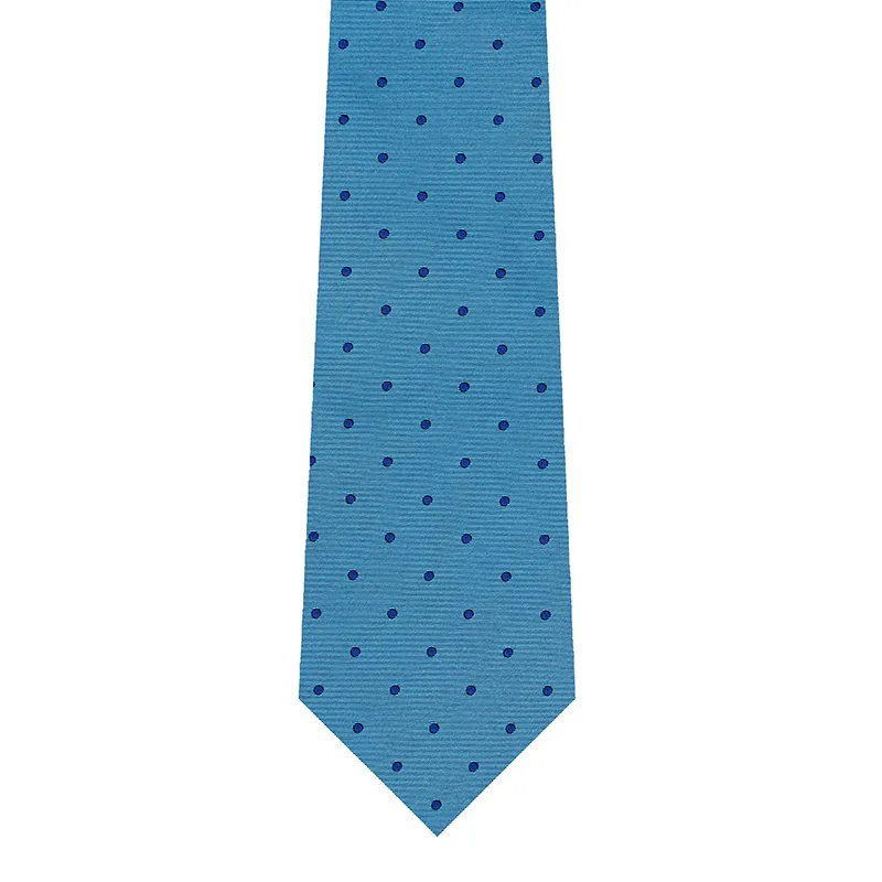 Dot Motif Jacquard Woven Silk Tie - Blue Made in Italy by Stefano Cau