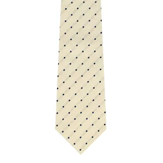 Dot Motif Jacquard Woven Silk Tie - Off White Made in Italy from Stefano Cau
