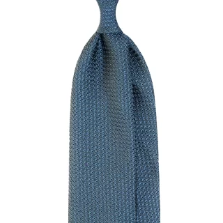 Grenadine garza grossa silk tie in blue color, custom made in Italy from Stefano Cau