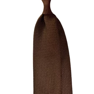 Grenadine garza grossa silk tie in brown color, custom made in Como by Stefano Cau