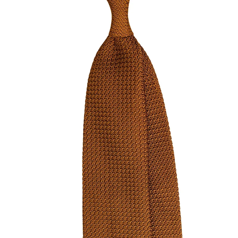 Grenadine Garza grossa silk tie in rust color. Custom made in Como, Italy by Stefano Cau