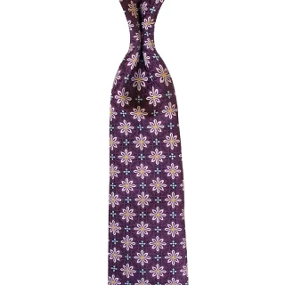 Floral Motif Jacquard Woven Silk Tie purple handmade in Como by Stefano Cau